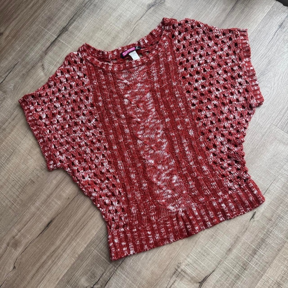 Y2K Knit Dolman Top Women's Size Medium Orange Say What? Made In USA Boho Indie